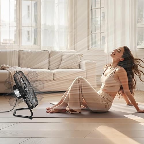 Miniatura 8 de VEVOR Ventilador de piso, ventilador industrial de alta velocidad de 3 velocidades, 14 pulgadas, 2560 CFM, inclinación ajustable de 360°, 19.69