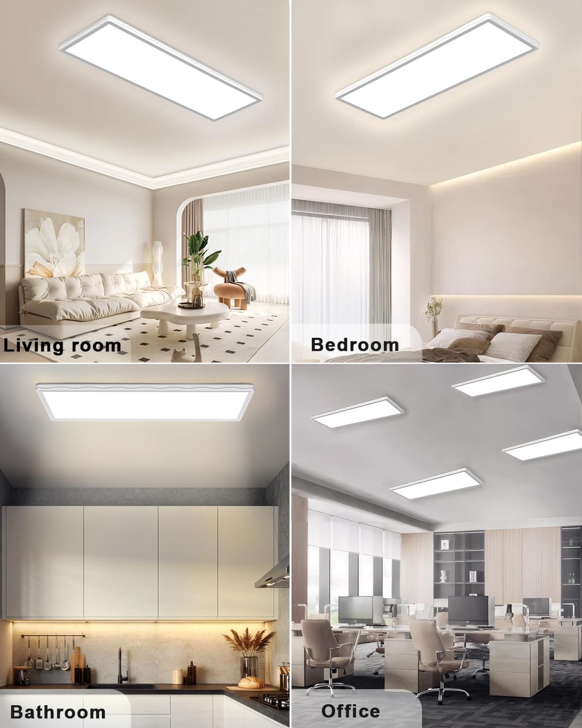 Bowfar LED Deckenleuchte, Leuchten Deckenlampe Rechteckig mit Fernbedienung Dimmbar 3000K-6500K, LED Panel Ultra Flach 24W mit Backlight für Wohnzimmer Schlafzimmer Büro Badezimmer, 58 * 2.5cm-Weiß
