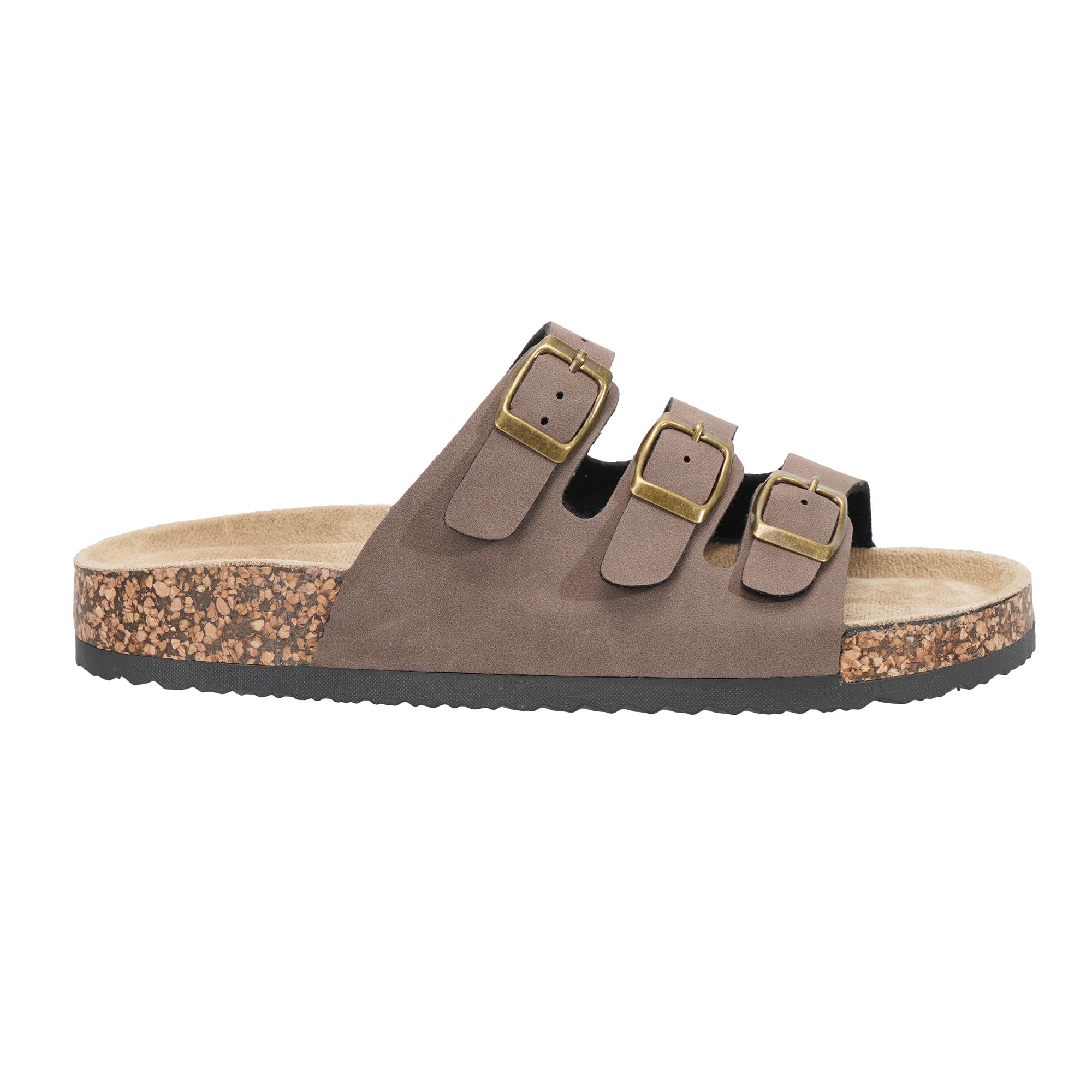 JOMIX Sandalias Mujer Zuecos de Verano Zapatos de Verano Zapatillas Planos con 3 Tiras de Hebillas Ajustables y Plantilla de Ante Sintético