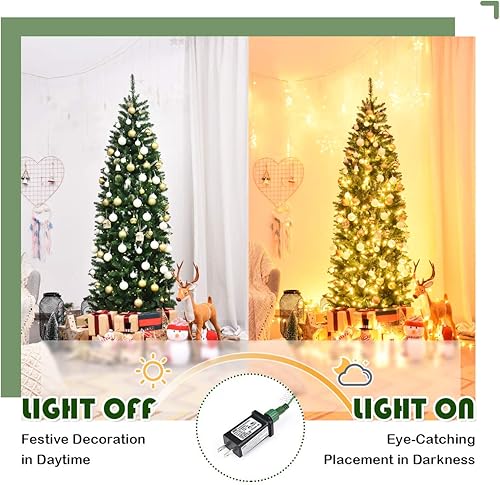 Miniatura 2 de Happygrill Árbol de Navidad artificial de abeto con bisagras de 7 pies con 995 puntas, soporte de hierro resistente, fácil de instalar, nuevo árbol