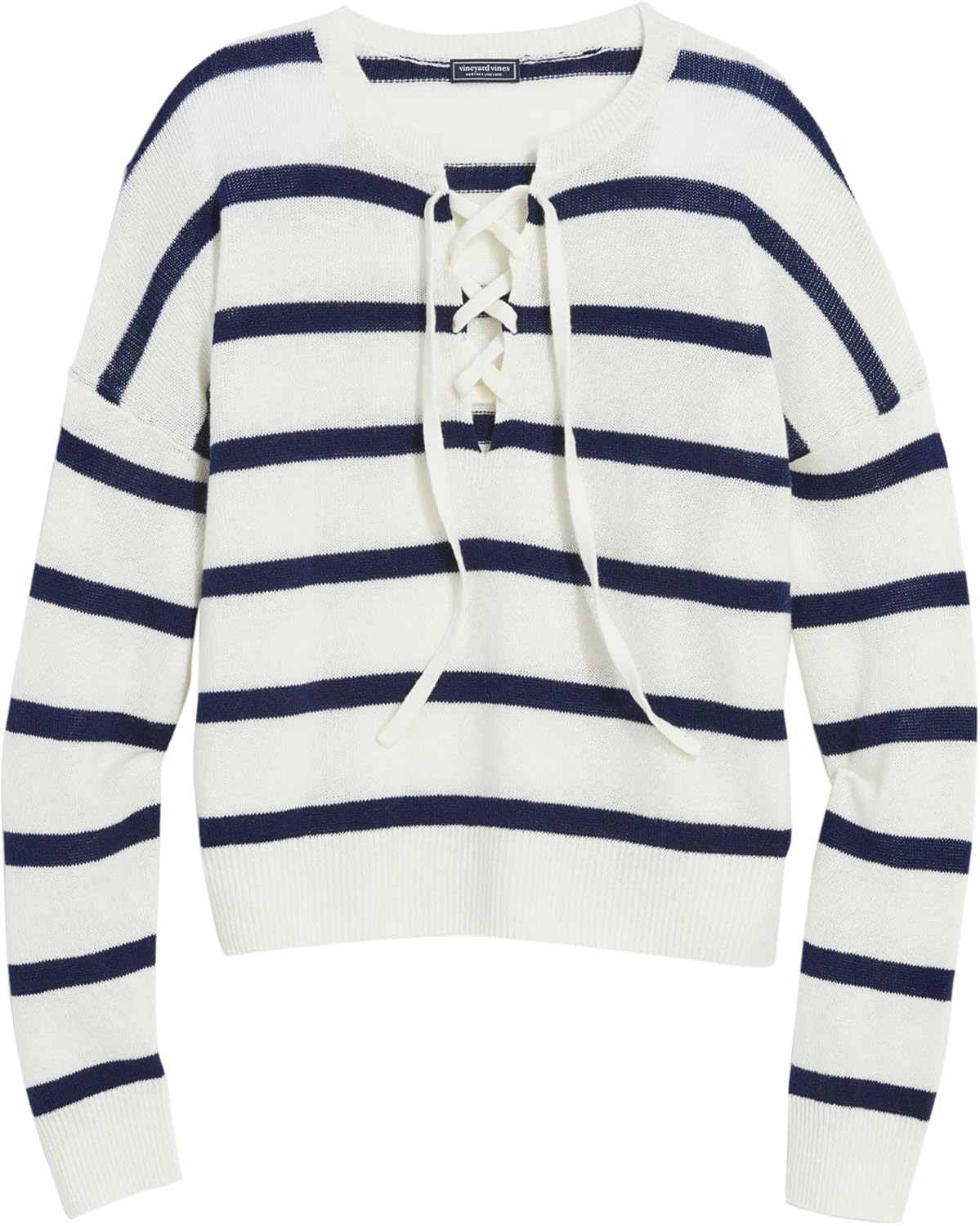 Vineyard Vines Women's Linen Cashmere Lace-up Crewneck Sweater