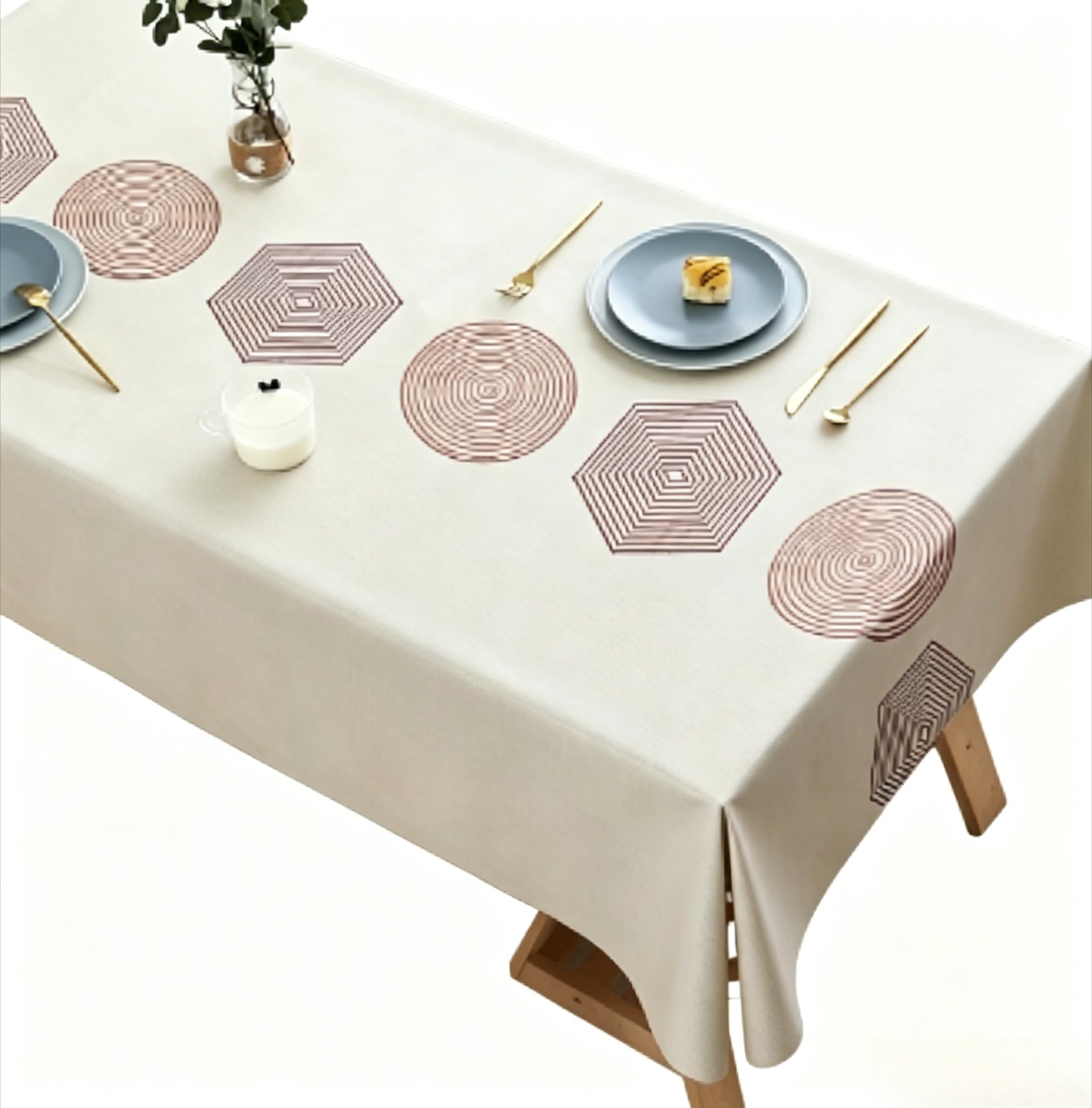 EDWNAS PVC Nordic Table Cover (Ethnic style B,120 * 180cm)