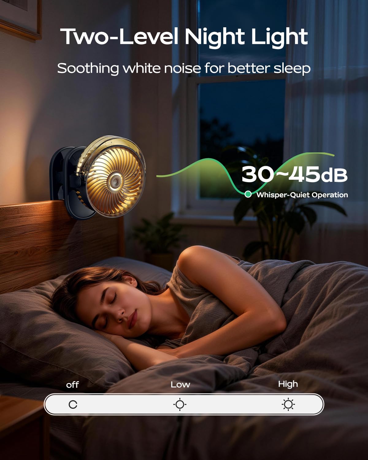 SWEETFULL Ventilateur brumisateur portable à clipser, rechargeable par USB-C, mini ventilateur de refroidissement personnel avec 4 vitesses, rotation à 360°, refroidissement silencieux pour extérieur