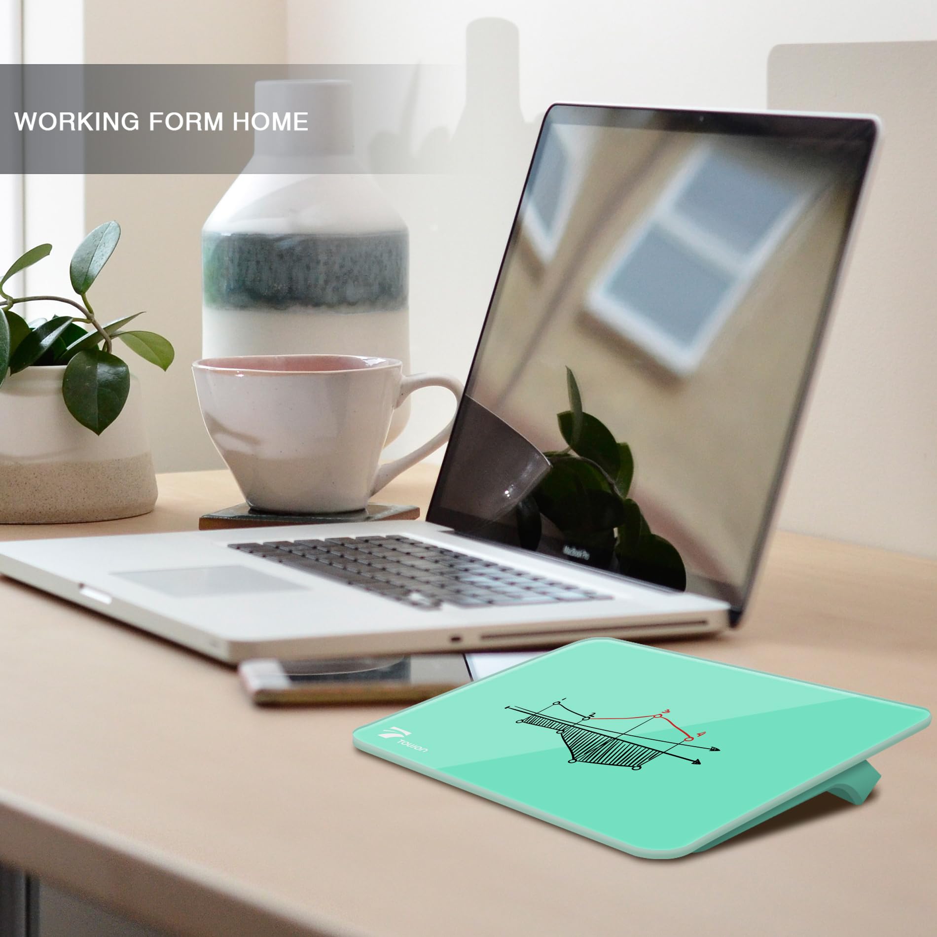 Mint Green Mini Desktop Pure Glass Whiteboard, Small Slope Slick Desk Whiteboard Glass, Desk White Board - Image 2
