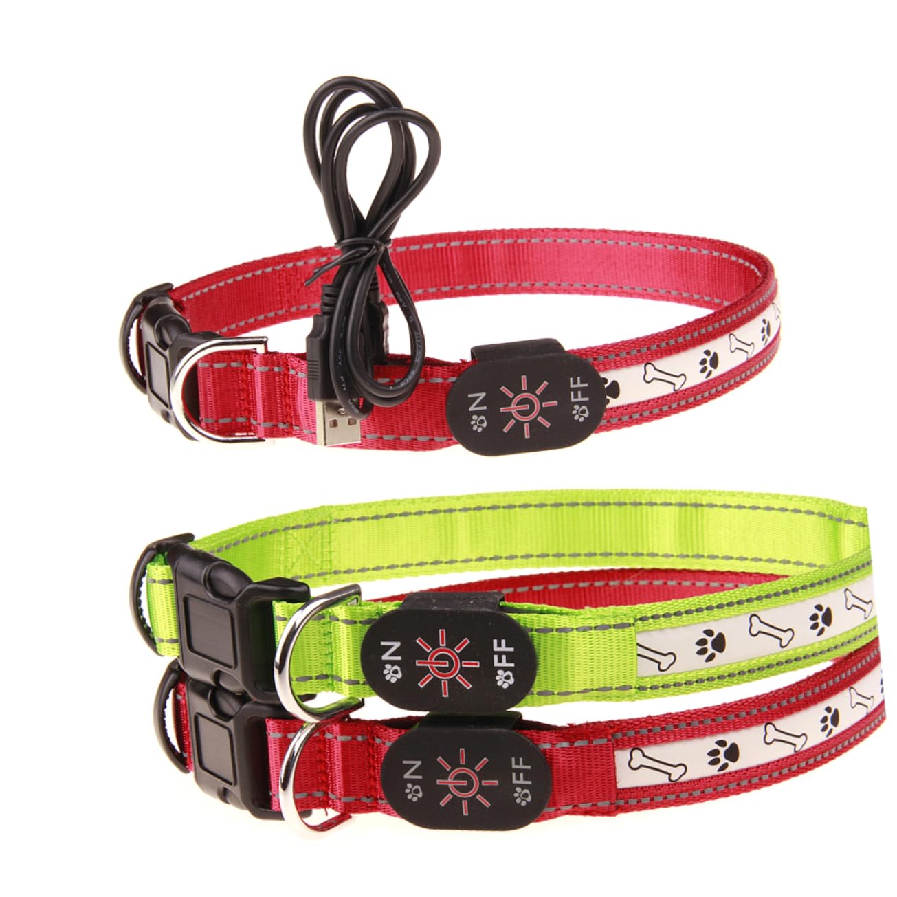 Angoily 3pezzi Collare Led Ricaricabile Per Cani Di Taglia Collana Pet Illuminata Con Luce Flash Per Sicurezza Notturna e Visibile Al Buio