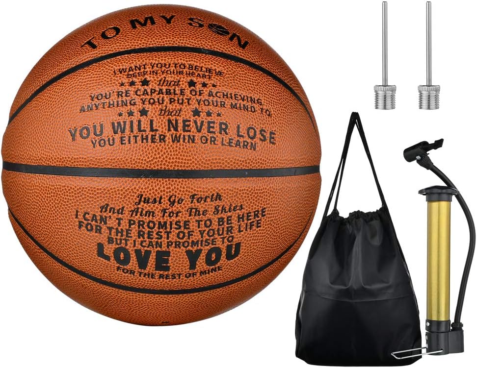 CaleesLLC to My Son 29.5 Inch Basketball Engraved You Will Never Lose Encouragement Gift for Graduation Birthday