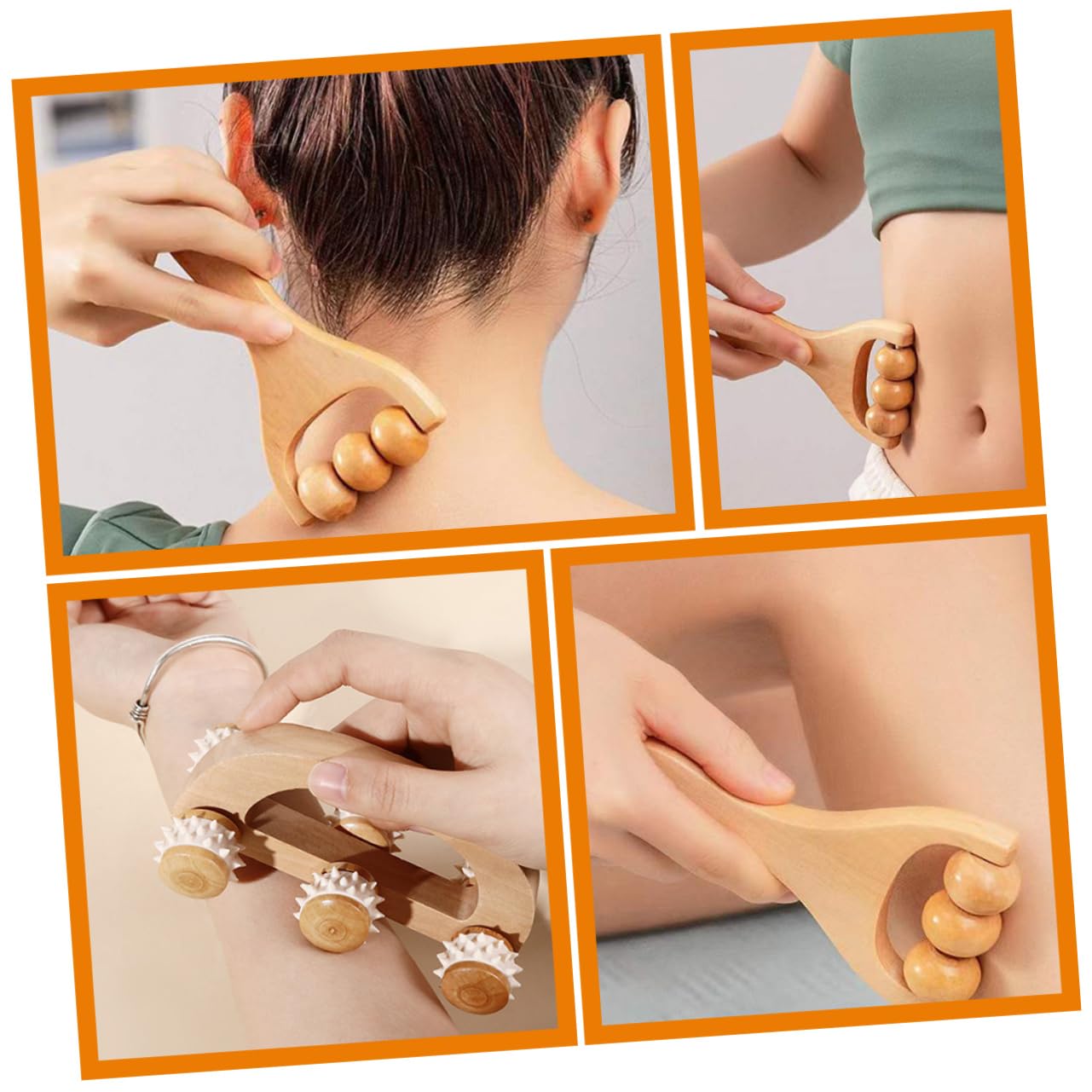 FOMIYES 5 Juegos Conjunto De Masajeador Jaula Botones De Estilo Británico Masajeador De Pies Massage Roller Masajeadores Faciales Masajeador De Madera Masajeadores De Mano 3 Piezas * 5