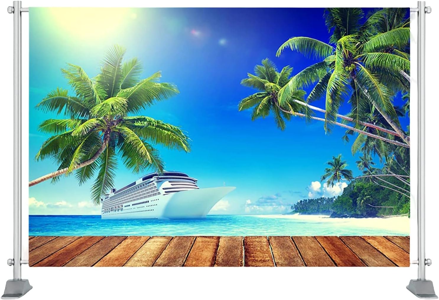 Amazon.co.jp バック紙 背景紙 海 夏 船 ビーチ 青い空 ココナッツツリー 波 ウォールペーパー 壁紙 スタジオ 撮影小道具