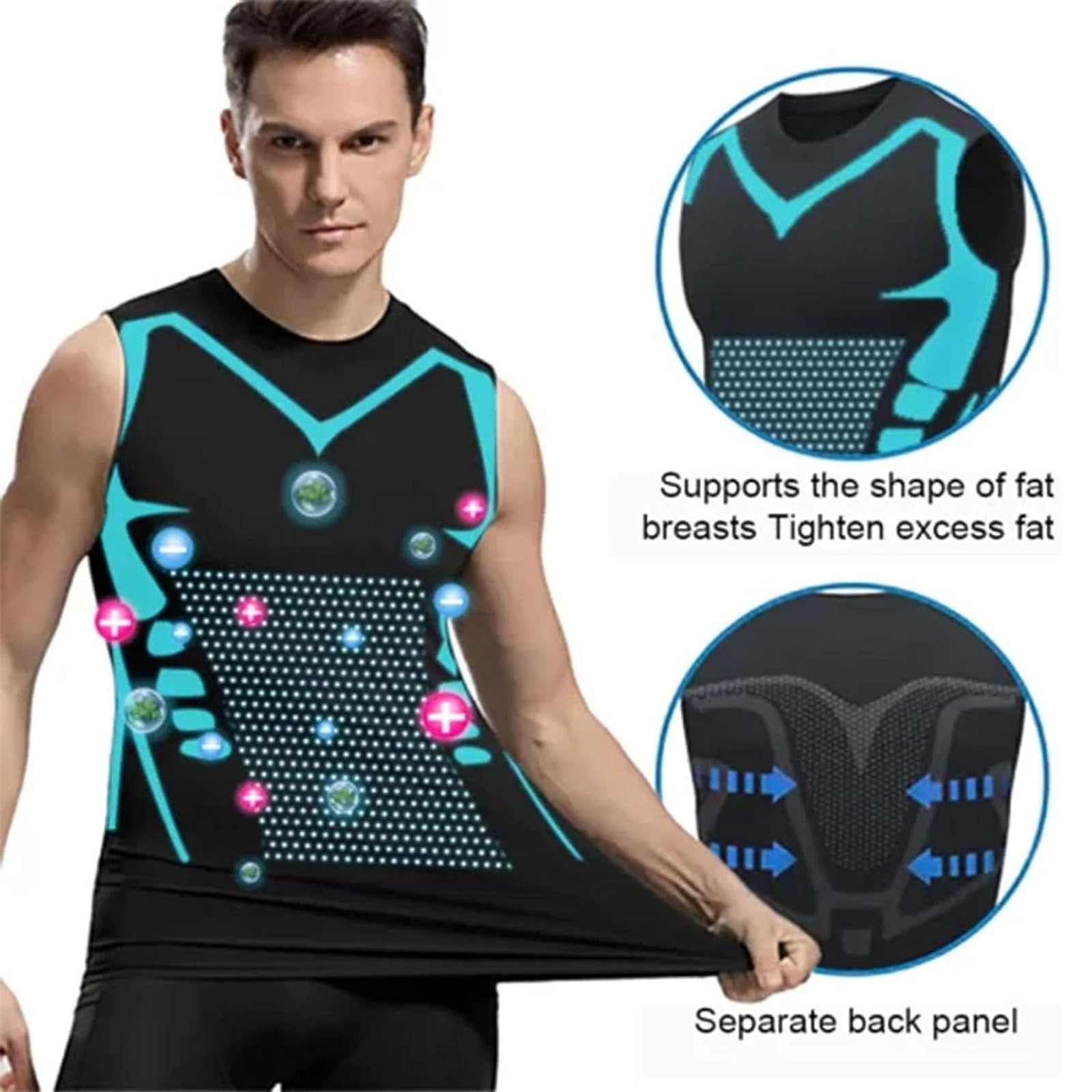 Chaleco Moldeador Iónico, Camiseta de Compresión para Ginecomastia en El Pecho para Hombres, Forma Cuerpo con El Chaleco Moldeador Iónico para Hombres