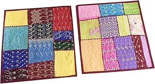 Mogul Interior 2 Ethnic Indian Colorful Cushion Cover Patchwork Embroidered Cotton