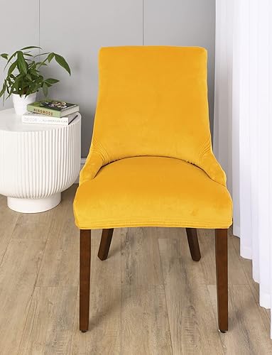 Vista 24 de MIFXIN Funda de terciopelo para silla con respaldo de ala, elástica, lavable, protector de asiento para comedor, banquete, decoración de fiesta