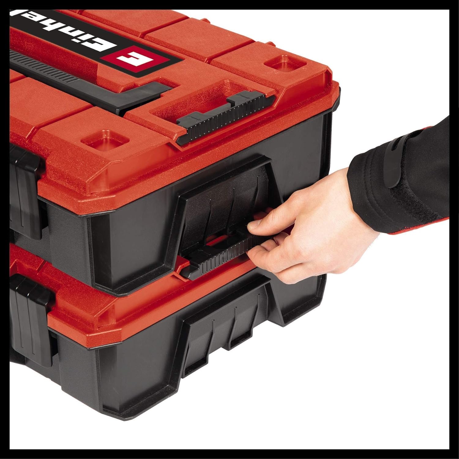 Einhell Sistema di valigette E-Case S-F (per la conservazione degli attrezzi, misure esterne 44x32x13 cm, carico max. 25 kg, impermeabile, impilabile, incl. gommapiuma a incastro)