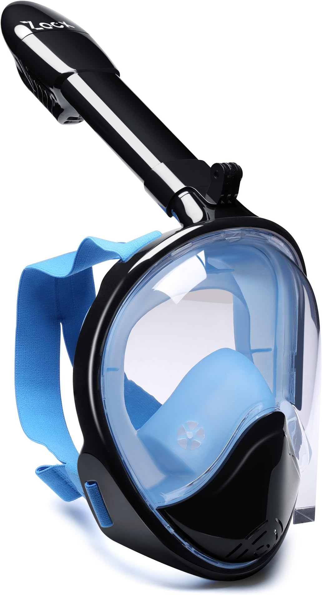 Snorkel Mask, Zacx True 180°Panoramic Viewing Full Face, GoPro Compatible, Anti-fog Anti-leak Design, with Adjustable Head Straps and Longer Snorkeling Tube - S/M Size