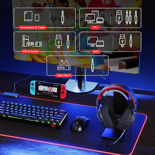 Miniatura 7 de Redragon H510 Zeus-X RGB - Auriculares inalámbricos para juegos - Sonido envolvente 71 - Controladores de audio de 2087in en almohadillas de espuma