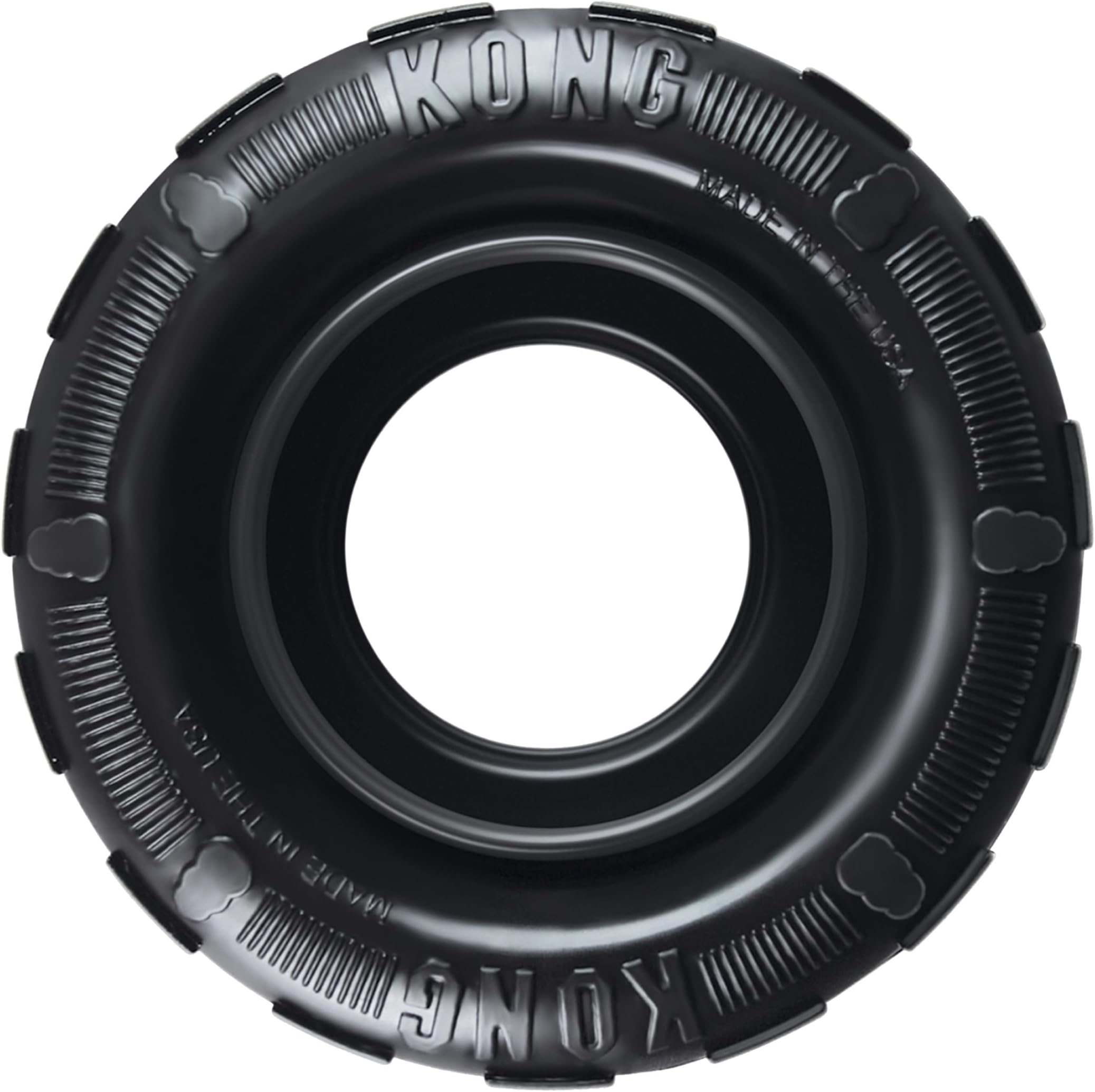 KONG Extreme Tires, Durable Tire-Shaped Chew Toy for Aggressive Chewers, Natural Rubber Fetch Toy, Interactive Treat Dispenser, Stuff Dog Treats, for Throw, Toss, Active Play, Medium/Large