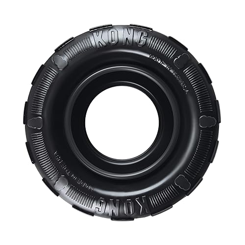 KONG Extreme Tires - KONG's Most Durable Natural Rubber Chew & Fetch Toy - Treat Dispenser Dog Tire Toy - Pet Supplies for Outdoor & Indoor Play - For Medium/Large Dogs - Large - Standard Packaging