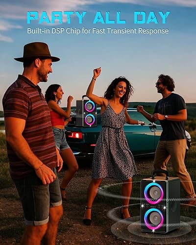 Miniatura 6 de Altavoz Bluetooth, estéreo de pico de 200 W con graves grandes, tiempo de reproducción de 20 horas, TWS, carga rápida, mango portátil, bocina