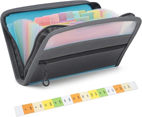 Maimis Organizador de archivos de acordeón pequeño, 13 bolsillos tamaño A6, organizador de cupones de recibos, mini carpeta de archivos expandible