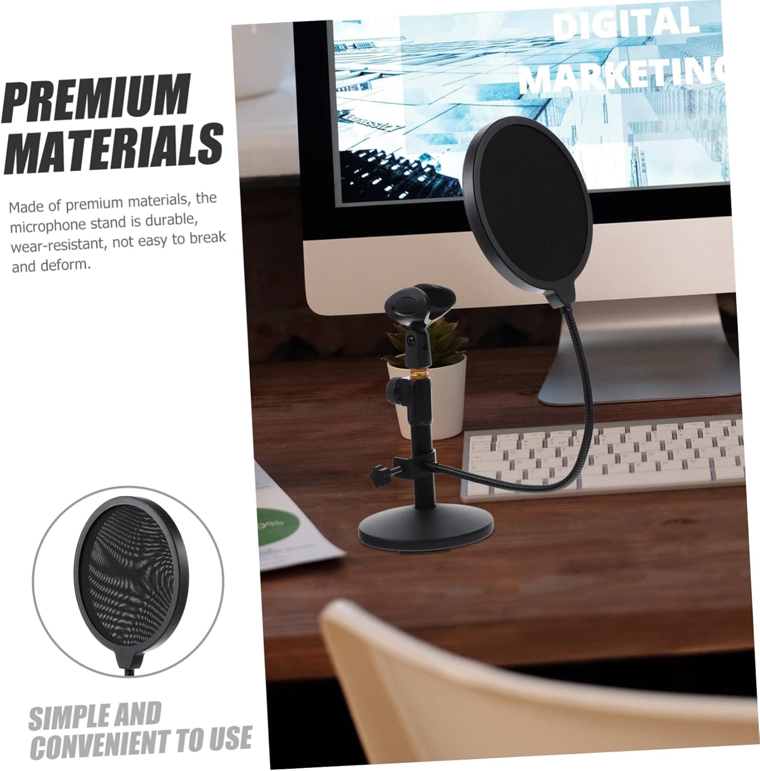 SUPVOX Mic Stand for Desktop Live Broadcast Microphone Rack Mic Holder and Windscreen