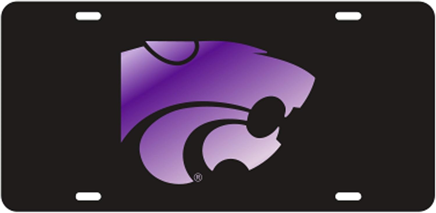 Craftique Kansas State University Purple on Black Laser Cut Inlaid Mirror Tag