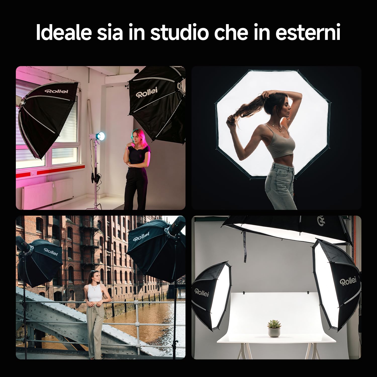 Rollei Quick Fold Octabox Softbox 95cm Diametro con Griglia/Diffusore/Borsa
