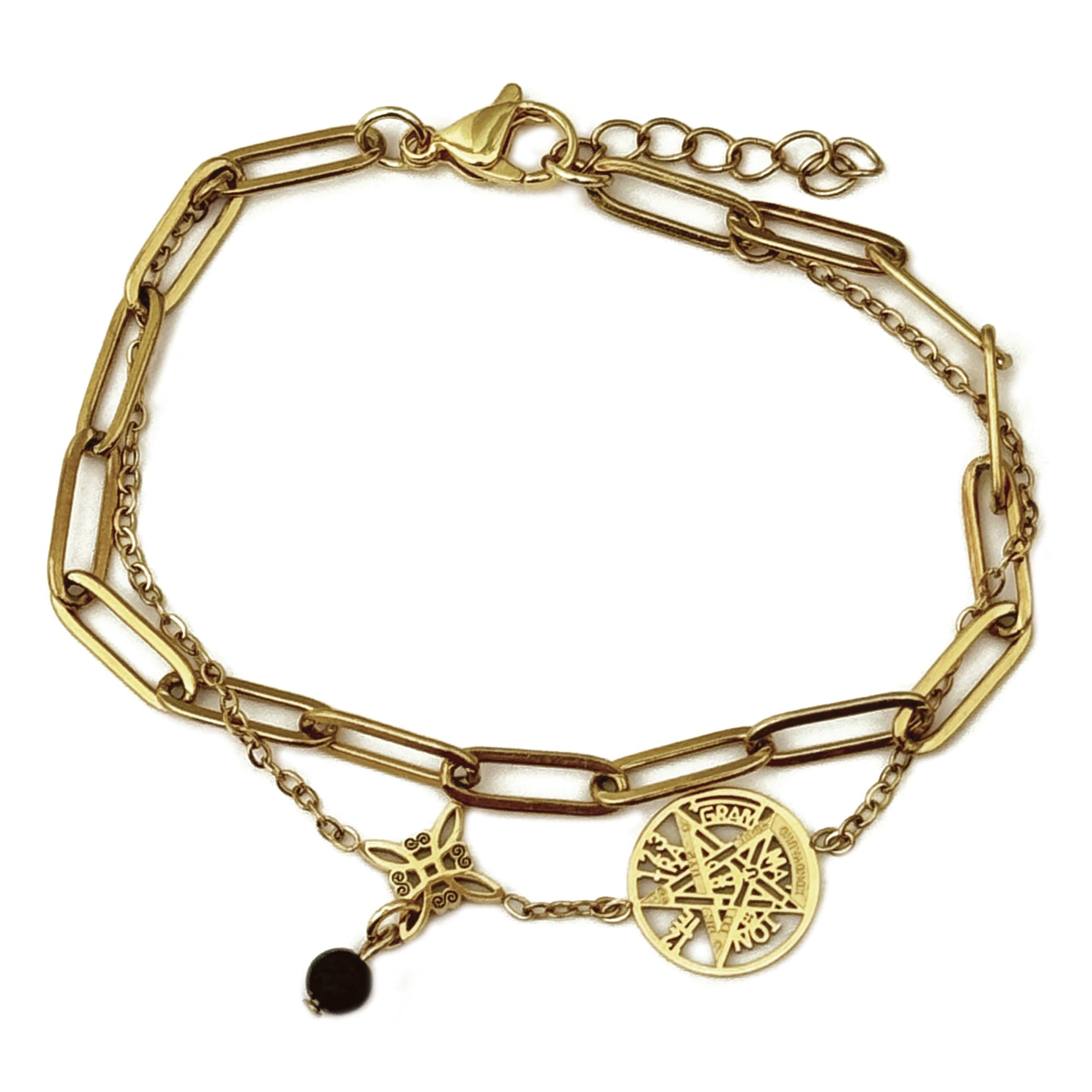 Simboliks Tetragrammaton con Nudo de Bruja, pulsera Amuleto de la Suerte Protección, Regalo Mujer, Talismán de protección personal, pulsera Ajustable Tetragramaton Regalo esotérico