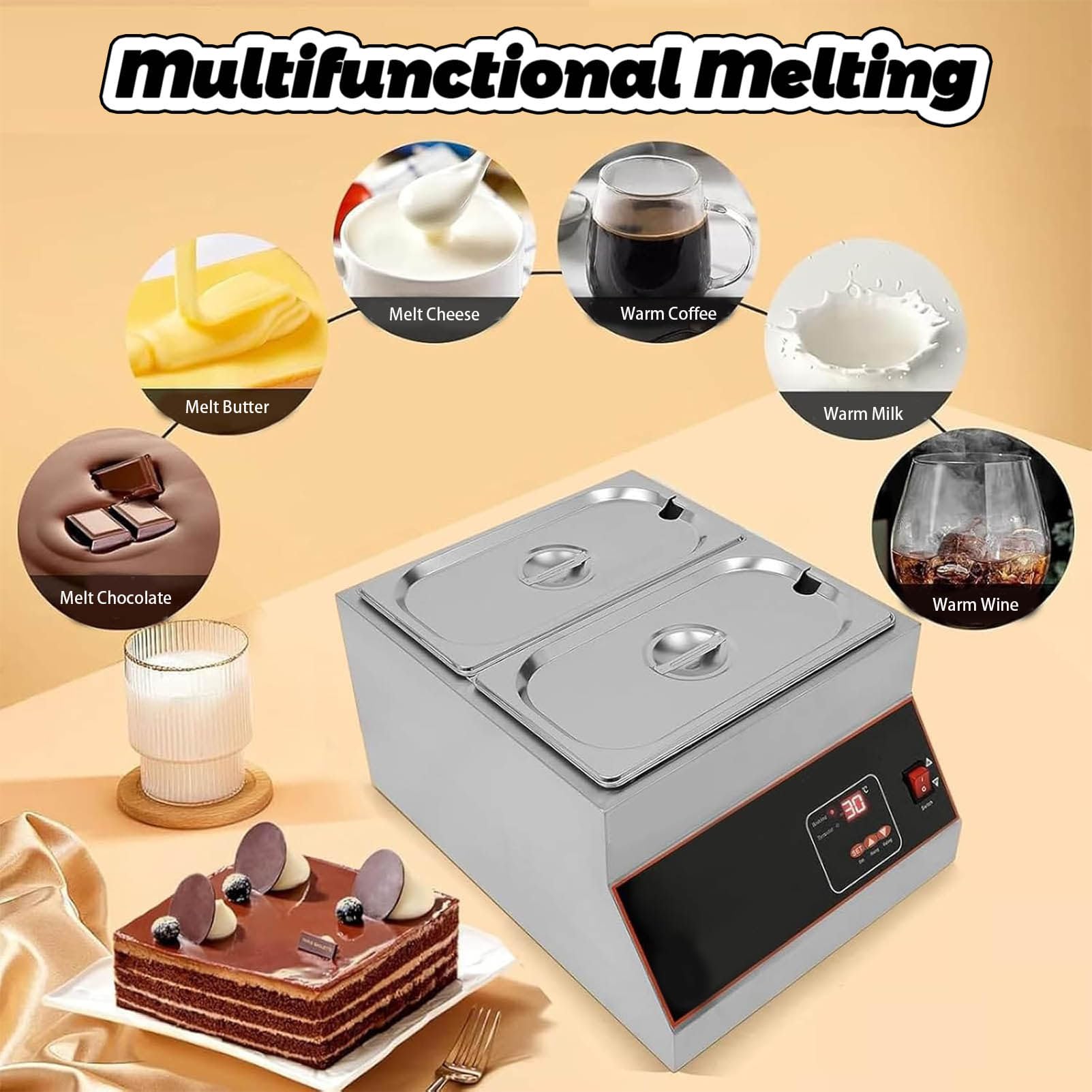 Tempéreuse à Chocolat numérique,Appareil à Fondre Le Chocolat Professionnel avec contrôle numérique de la température pour Faire Fondre Le Chocolat,Le Lait et la crème Single-Cylinder
