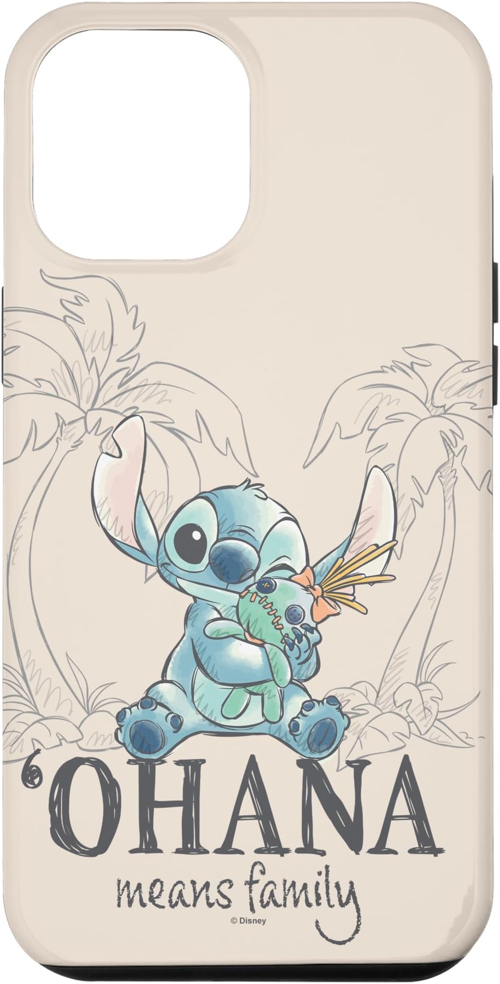 Disney Lilo & Stitch Ohana Means Family Cute Hug Sketch Case for iPhone 12 Pro Max