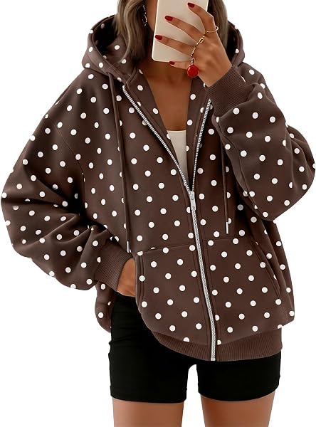 Trendy Queen Womens Oversized Zip Up Hoodies Y2K Fall Sweatshirts 2026