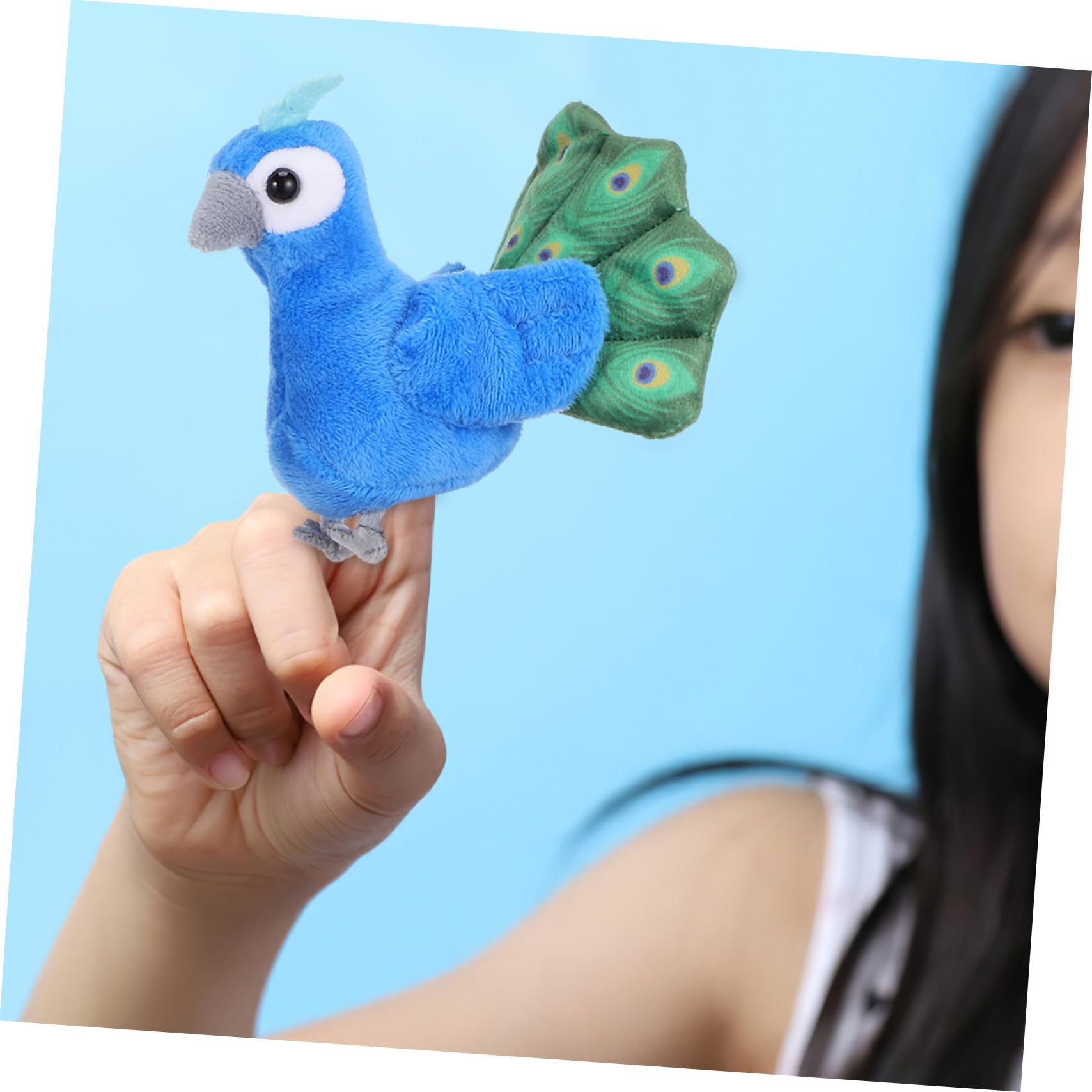 Marionnette à Doigt Paon en Peluche Garçon et Filles Mini Format Animal Interactif pour Jeux D’Imagination et Contes, Jouet Éducatif D’intérieur et Voyage,