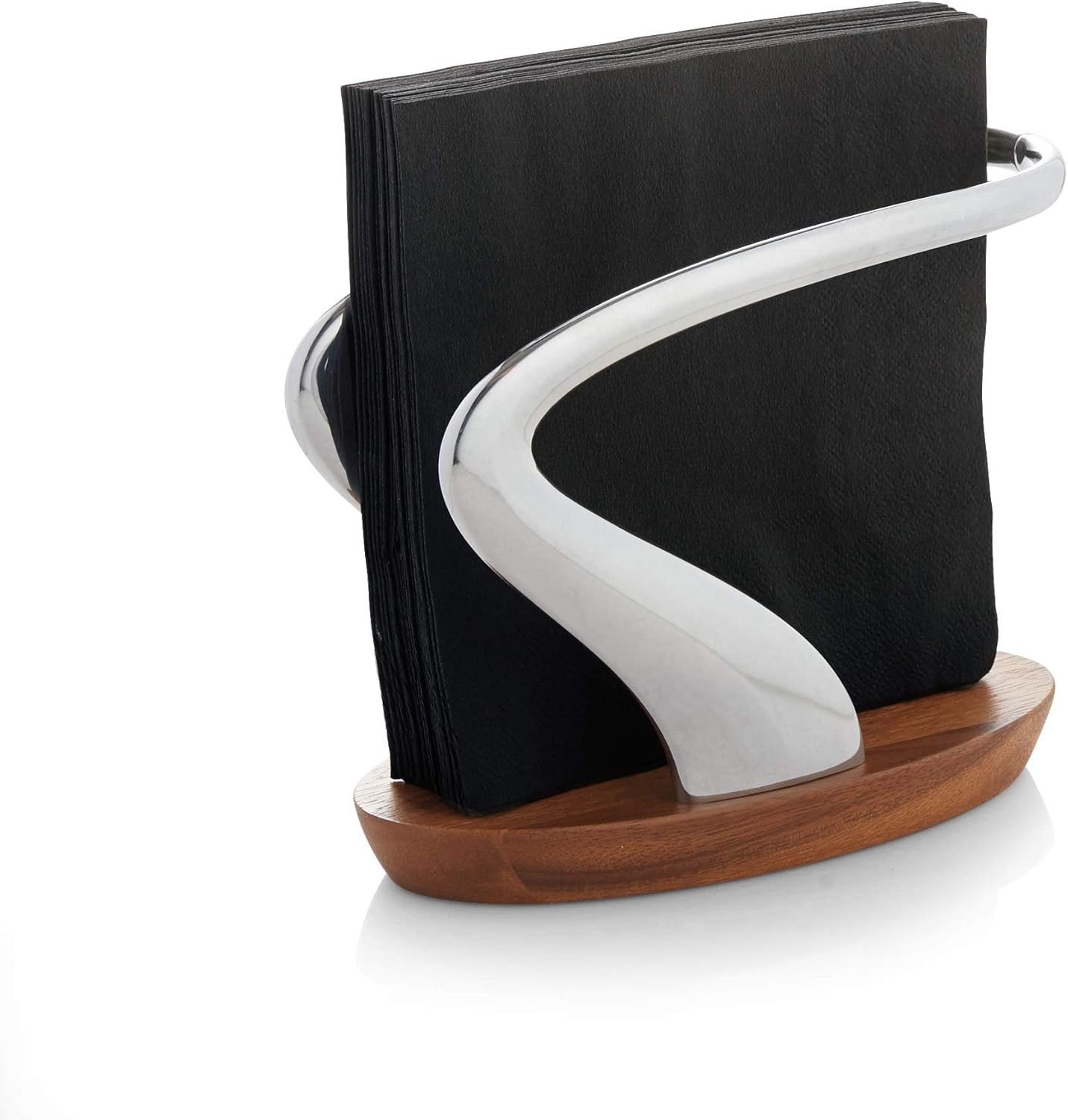 nambe Lupo Napkin Holder for Kitchen Countertops | Use for Indoor and Outdoor Dining | Table Top Luncheon Napkin Tray for Parties, Weddings, and Events | Made of Metal Alloy | 7.5in