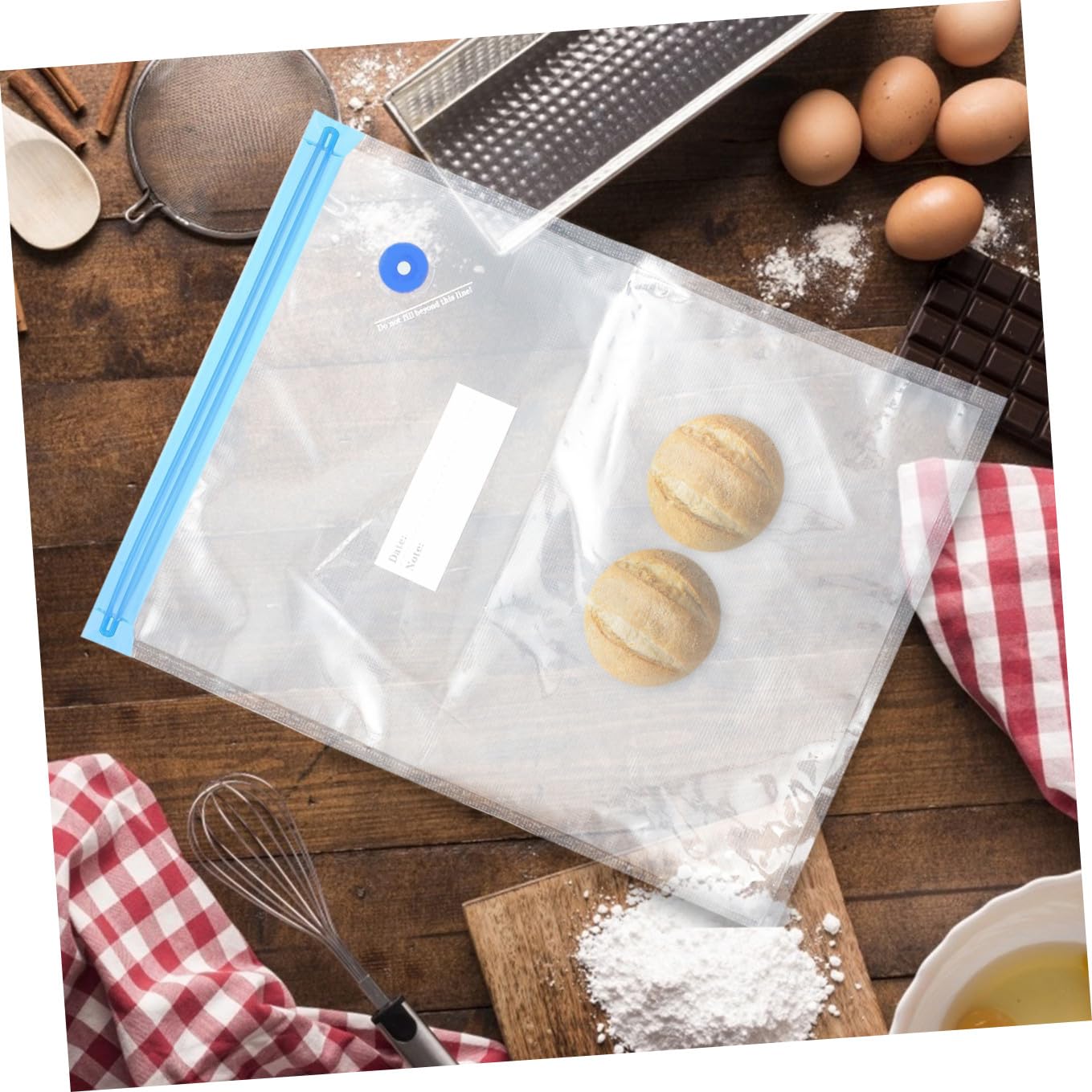 ERINGOGO Bolsas de Envasado al Vacío Reutilizables con Cierre de Cremallera Azul y Clips para Conservar Carne Frutas y Verduras Bolsas de Almacenamiento de Alimentos y Resistentes