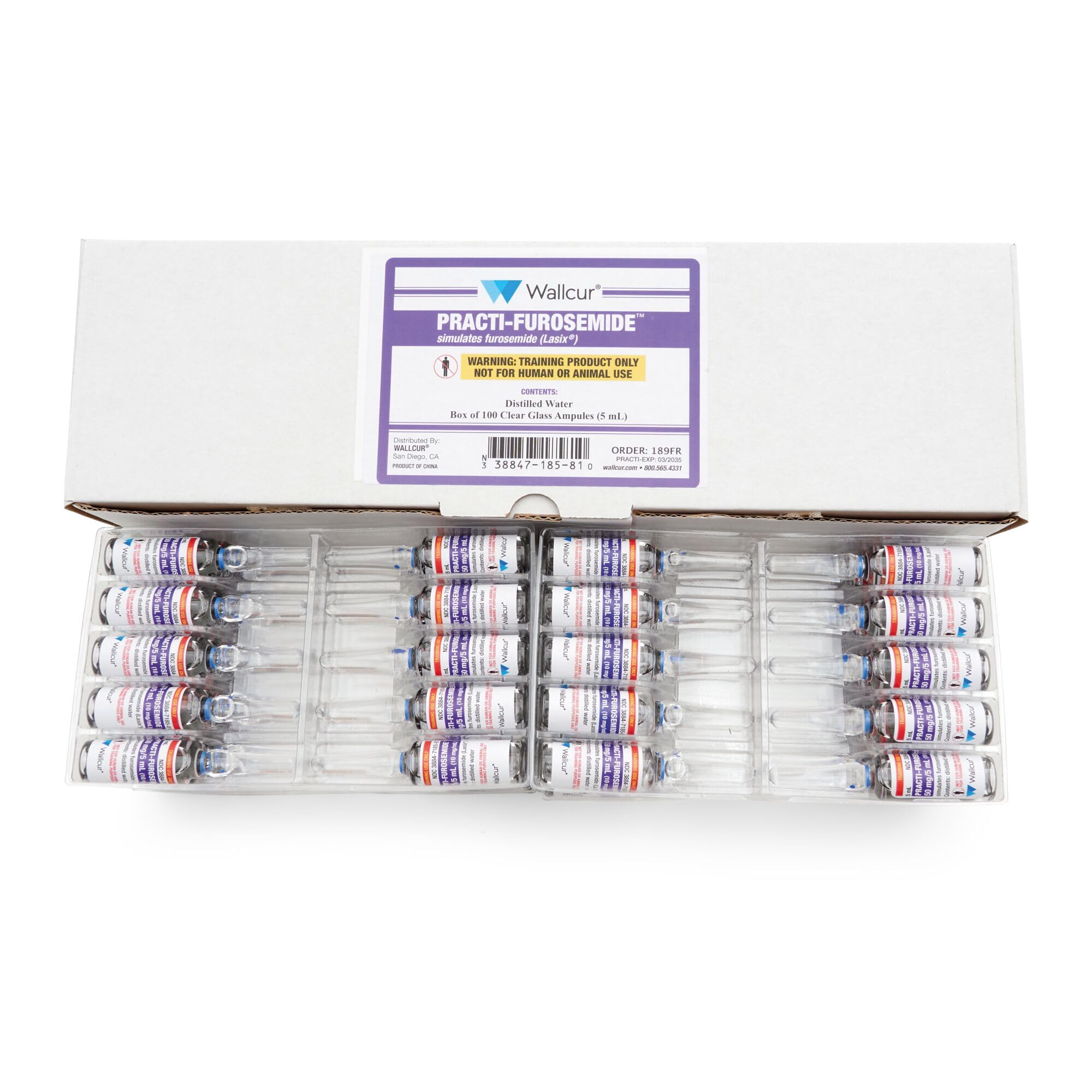 Practi-Furosemid 50mg/5mL Ampulle (100er Packung) – Simulationsprodukt für die medizinische Ausbildung
