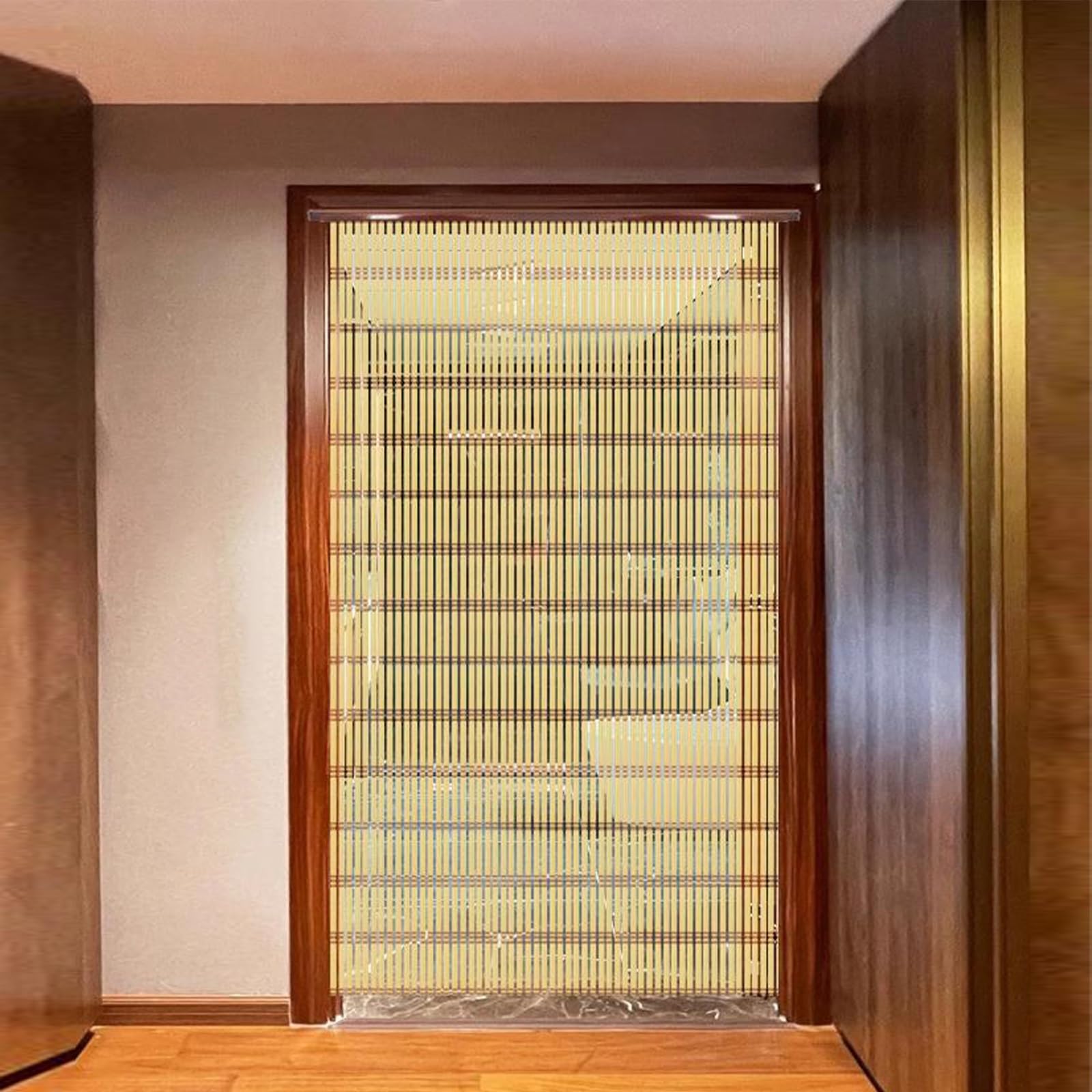 ♦︎ウォールハンガー　木製玉のれん ブラウン レトロ約85cm x 75cm Amazon｜玉のれん 木製 レトロ 天然竹ビーズカーテン 手作りインテリア