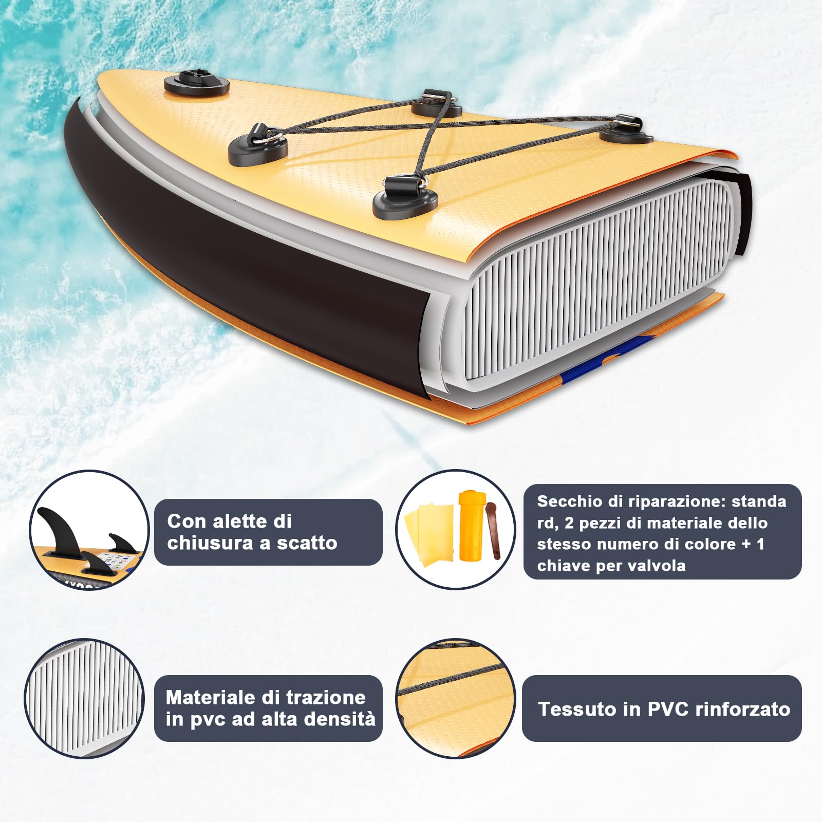JUMMICO Tavola Sup Gonfiabile, Stand Up Paddling Board, 330 x 76 x 15 cm, Pagaia 2-in-1 con Sella Kayak e Accessori, Portata 160 kg, Ideale per Surf, Pesca e Yoga