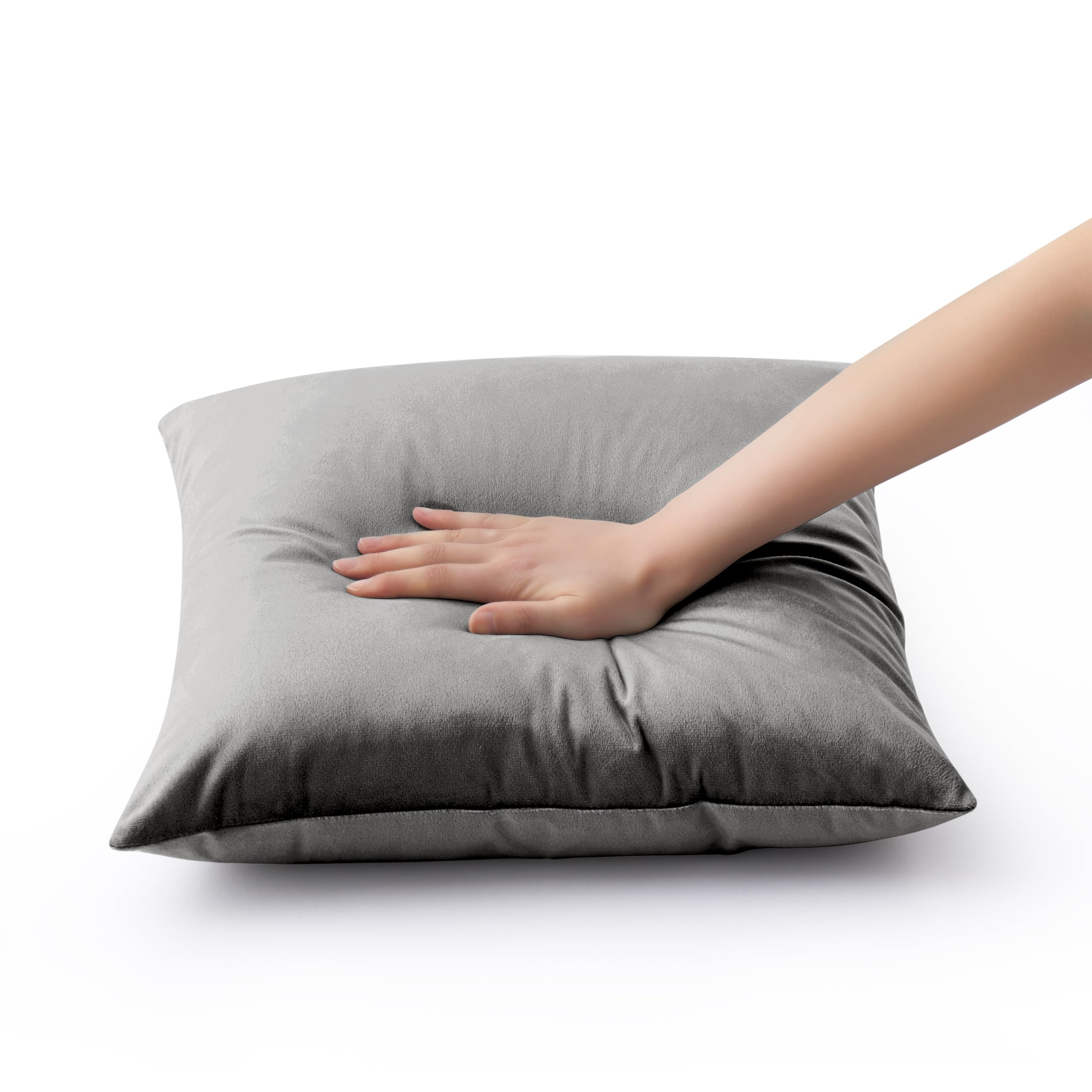 Lot De 2 Housses De Coussin 45x45 Cm En Velours Microfibre - Gris Clair - Zip Invisible - Pour Canapé, Lit, Décoration Intérieure - 4