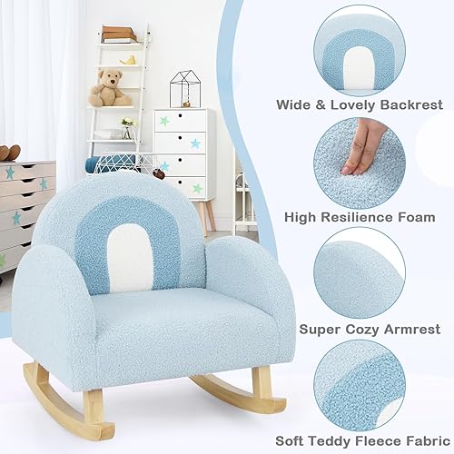 Miniatura 6 de Sofá Infantil INFANS, Silla Balancín para Niños Pequeños con Estructura de Madera Sólida, Diseño Antivuelco, Tela de Felpa, Sillón para Niños