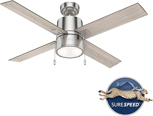 Miniatura 9 de Hunter Fan Company 54214 Beck - Ventilador de techo, 52, acabado de níquel cepillado Acabado cepillo níquel (Brushed Nickel Finish),Acabados