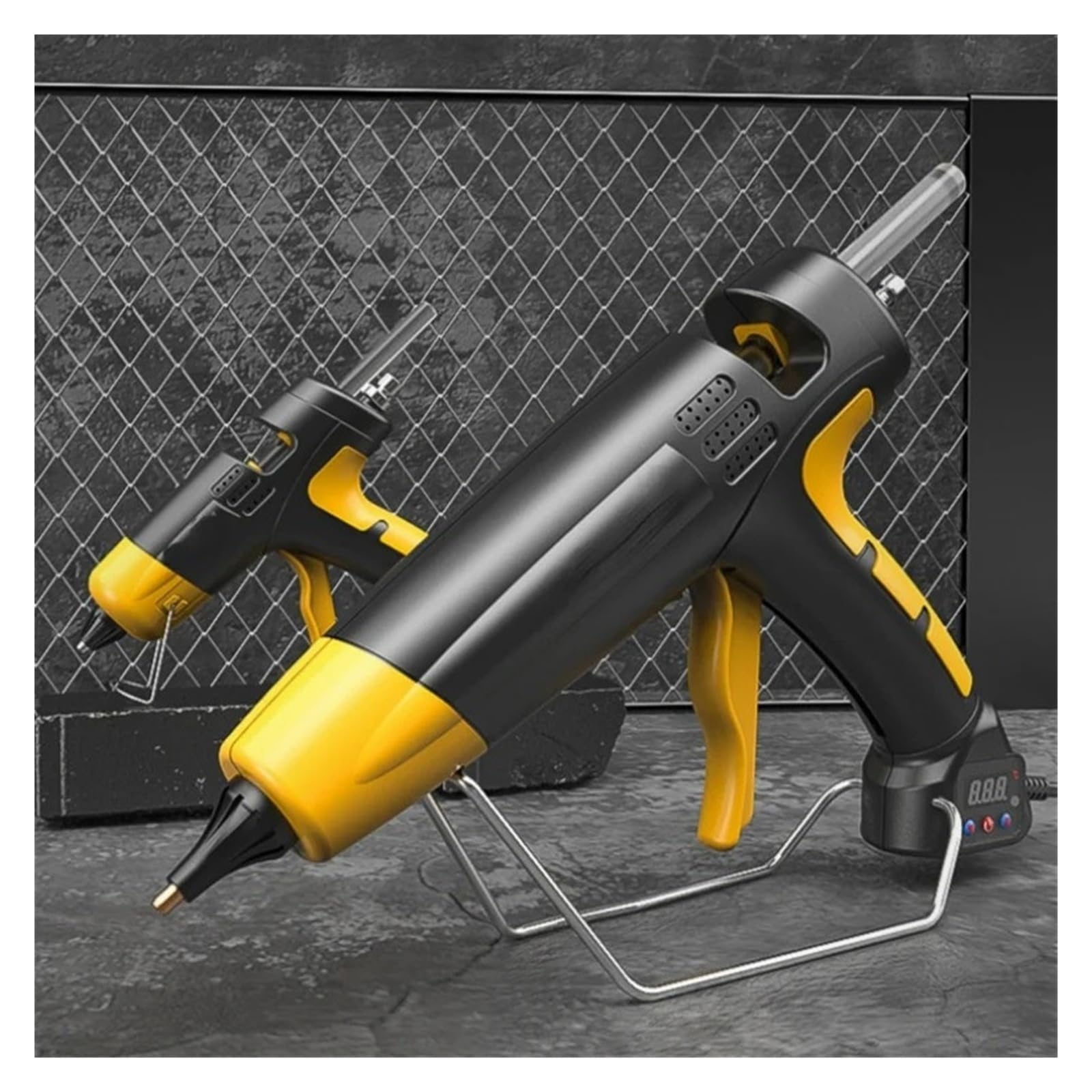 Pistola For Colla A Caldo Da 150 W, Temperatura Regolabile, Bastoncini Di A 11 Mm, Strumenti Fatti A Mano Fai Te For La Casa Riscaldamento Rapido(150W-Digital-Yellow)