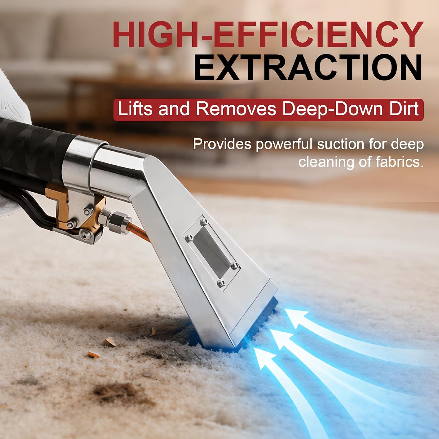 Carpet Cleaning Extractor Attachment for ShopVac Auto Detailing Tools Hand Wand with Viewing Window Spray Nozzle for Upholstery Cleaning Stainless Steel