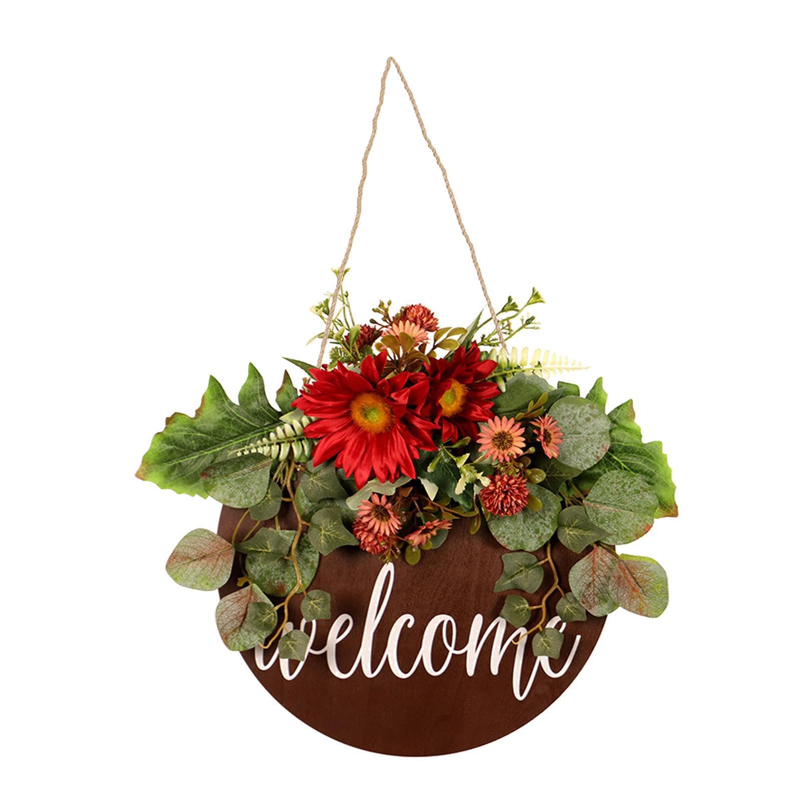 TWISAXC Rustic Wooden Welcome Sign Front Door Decor For Farmhouse Porch Decor Welcome Decoration Door Sign For Hanging