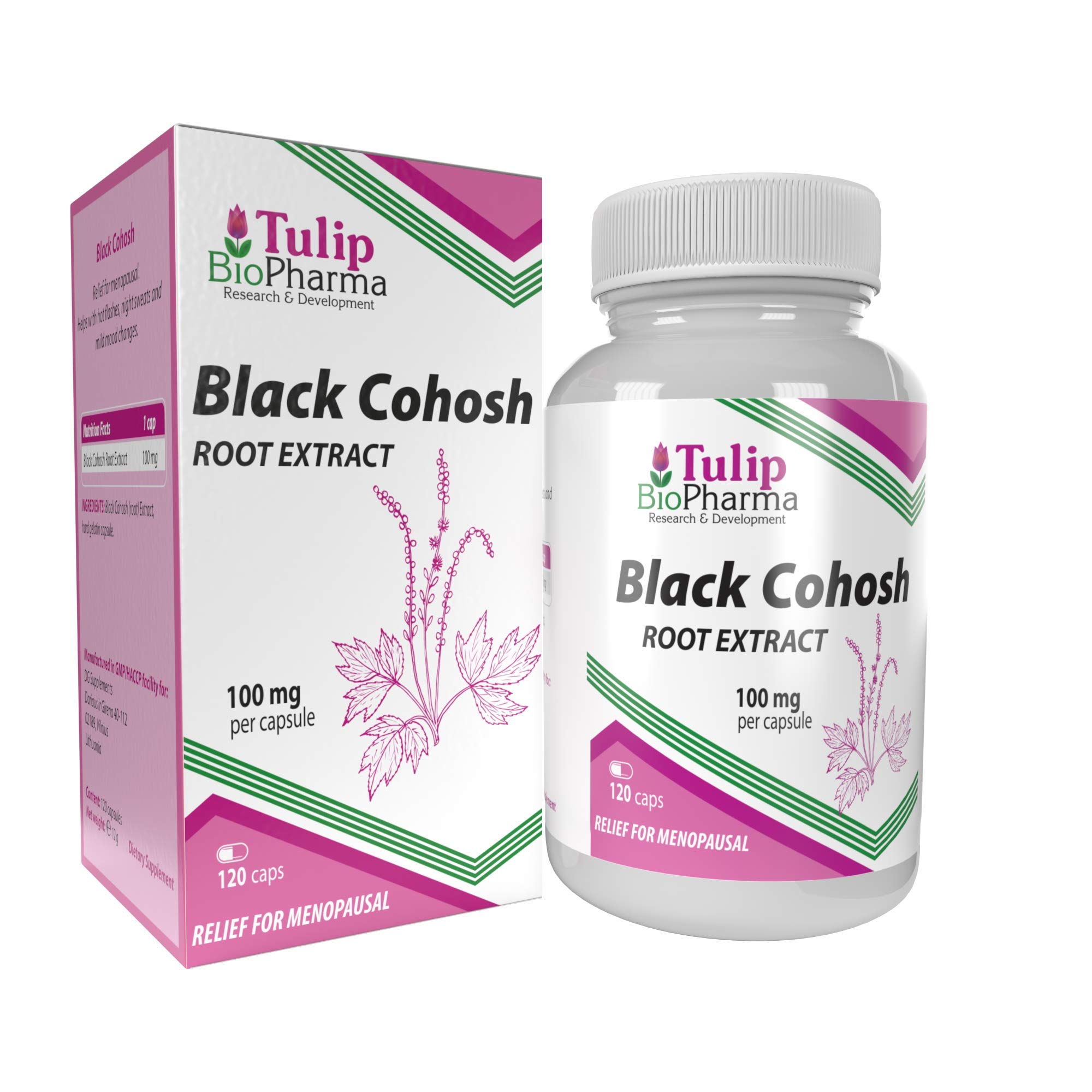Black Cohosh Extract 100mg 120 Capsules, Certificate of Analysis by AGROLAB Germany, High Strength, GMO Free