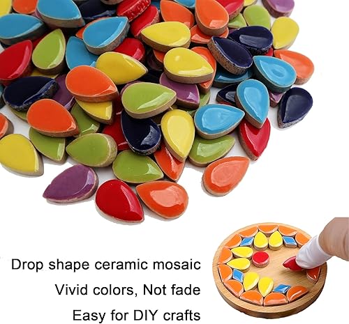 Miniatura 4 de Azulejos de mosaico de cerámica para manualidades, azulejos de mosaico de pétalos de colores surtidos de 7 onzas de cerámica para suministros de