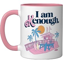 Barbie The Movie - I Am Kenough Lifeguard Stand Ceramic Mug, Pink/White, 11oz
