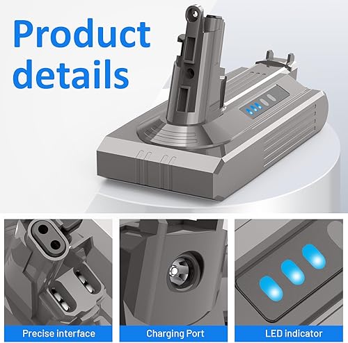 Miniatura 2 de PASUKTER Batería para reemplazo de batería Dyson V10, batería de 22.5V 6000 mAh para Dyson V10 Animal Battery, SV12, Batería Absoluta V10, V10
