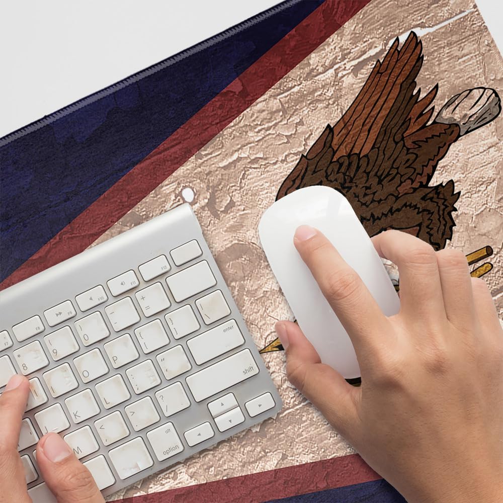 Rustic Distressed American Samoa Flag Large Gaming Mouse Pad Desk Mat with Stitched Edges, Non-Slip Base