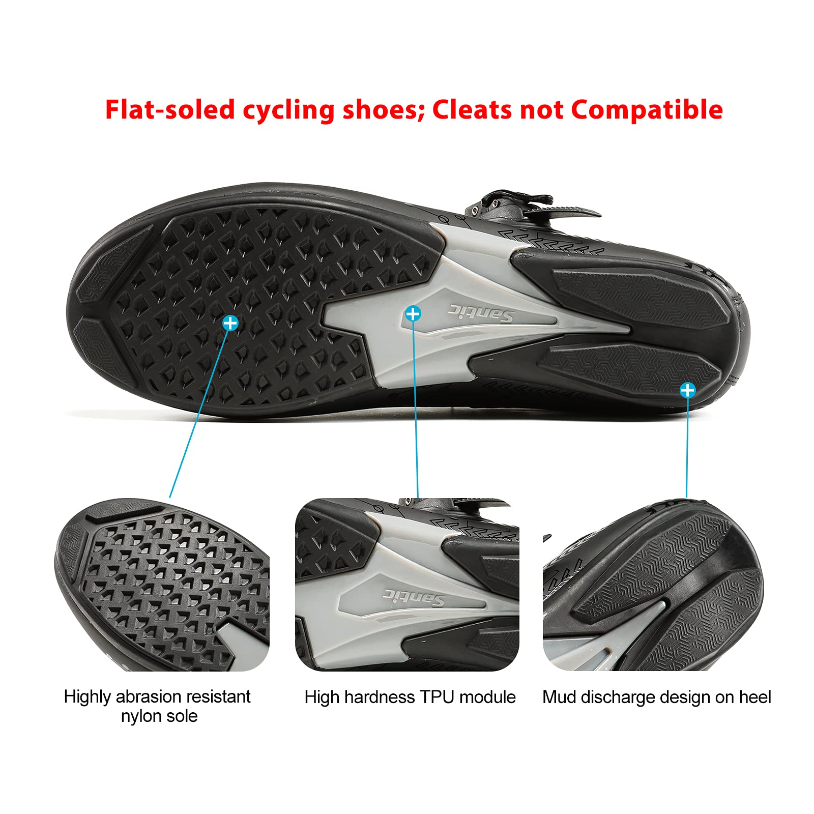 Chaussures De Cyclisme Unisexe SANTIC Route/VTT - Tailles 40 à 45, Noir/vert, Neuves