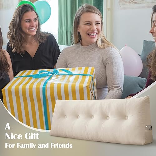 Miniatura 5 de Almohadas de cuña tamaño individual XL para dormitorio, cabecero gris claro, almohadas para sentarse en sofá cama y literas, cojín grande de apoyo