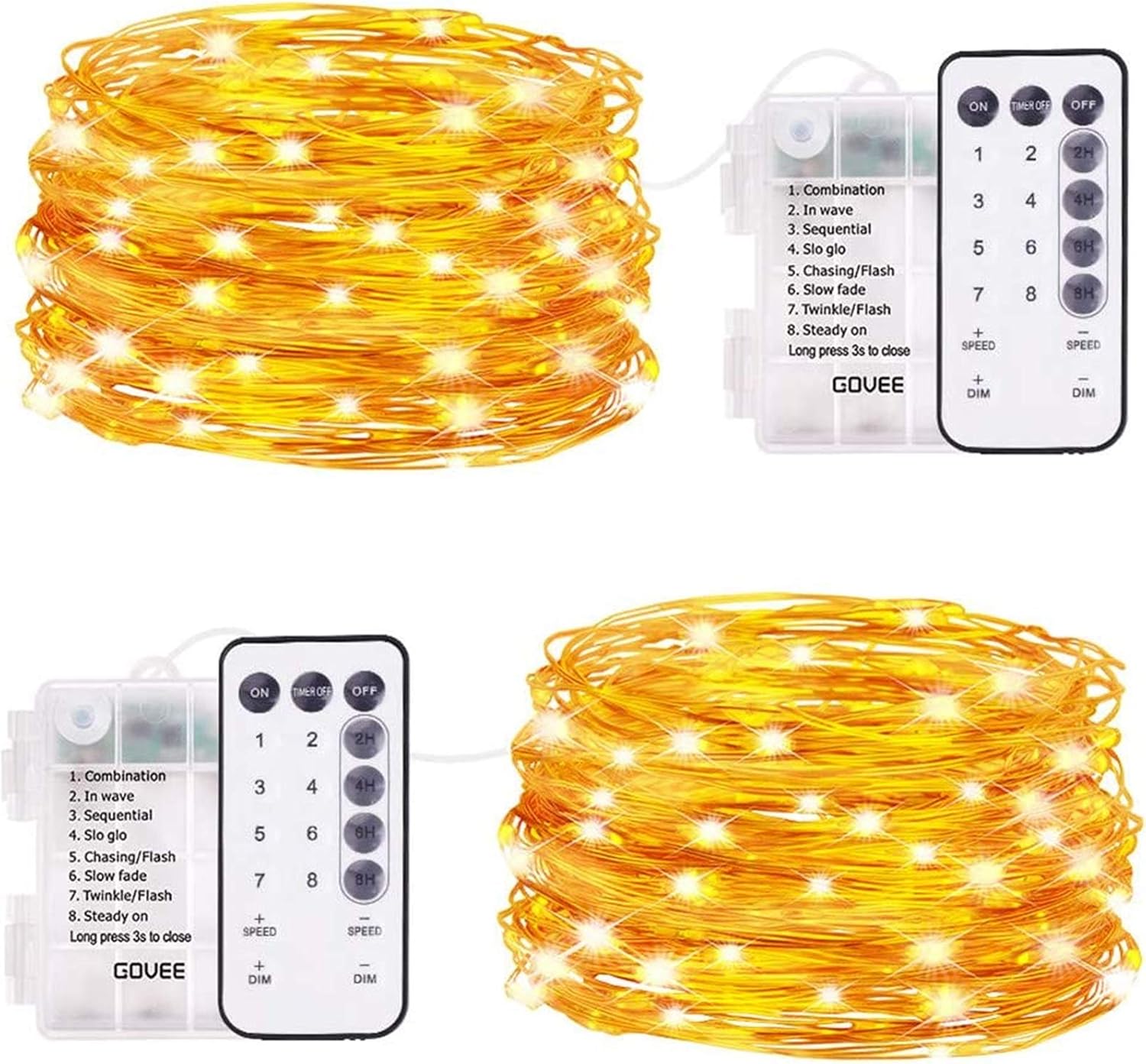 Govee Christmas Decor Rope Lights, 16.4 Feet LED Fairy Lights 2 Pack, 50 LEDs Waterproof Flexible String Lights Battery Operated for Bedroom Home Wedding Christmas Festivals Warm White