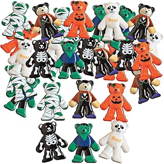 Fun Express Halloween Toy Bear Figures, Bulk Set of 48 | Halloween Party Favors and Giveaways